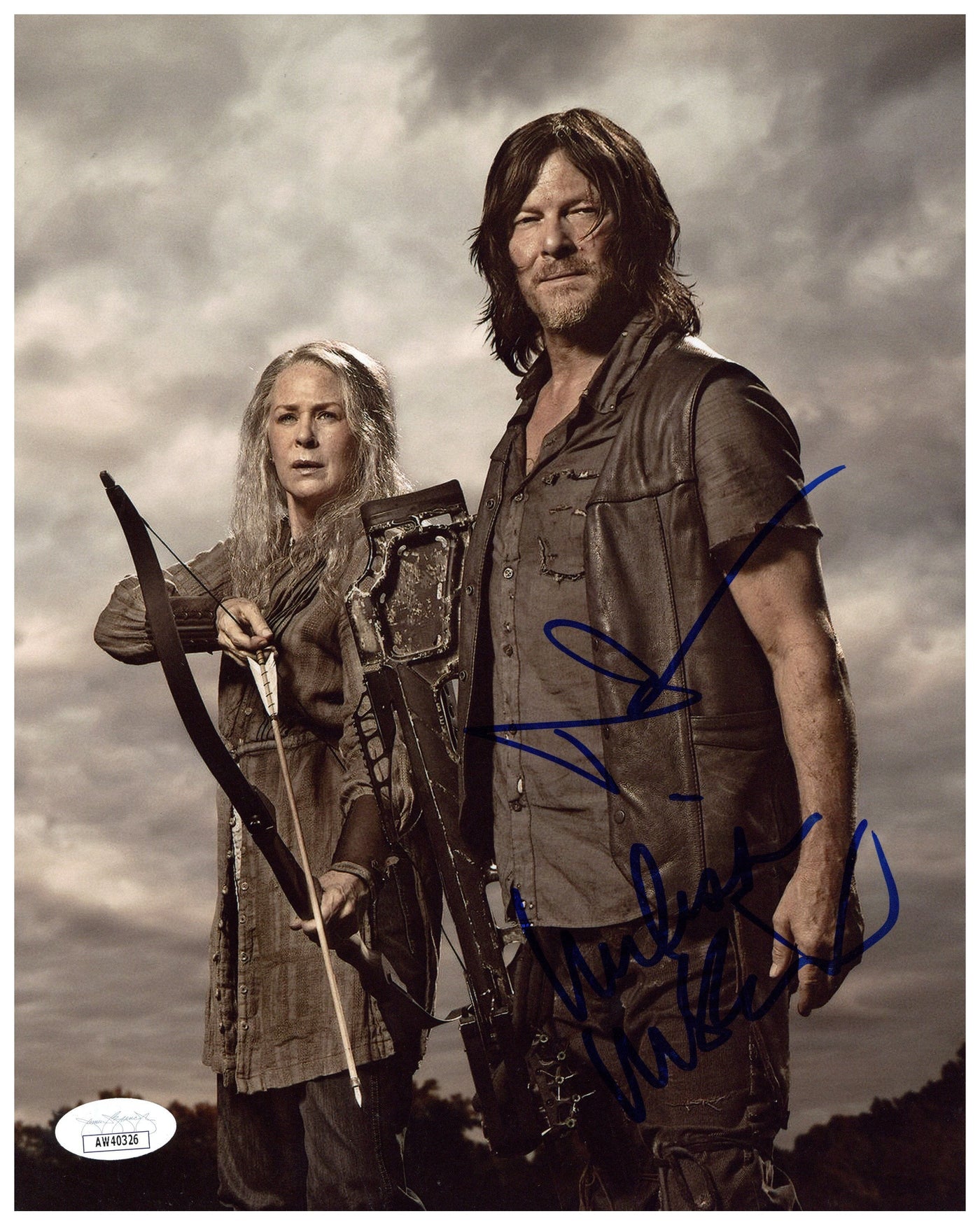 Norman Reedus & Melissa McBride Signed 8x10 Photograph The Walking Dead JSA COA