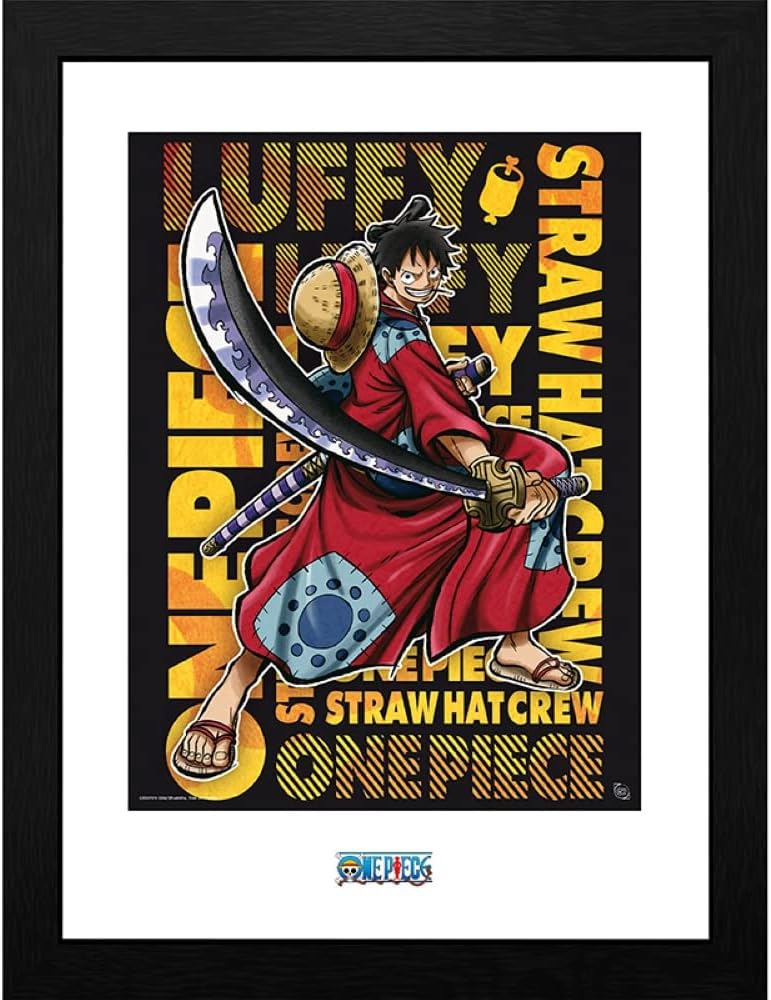 One Piece Anime Luffy In Wano Framed Poster Print 12" x 16" Manga Wall Art Prints