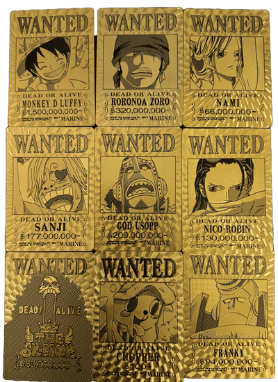 One Piece Gold Foil Wanted Poster Cards - One Piece