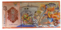 Image of One Piece Gold Prop Bank Note - Straw Hats Luffy Zoro Nami