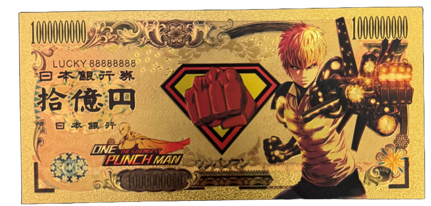 One Punch Man Prop Bank Note- One Punch Man Saitama Genos