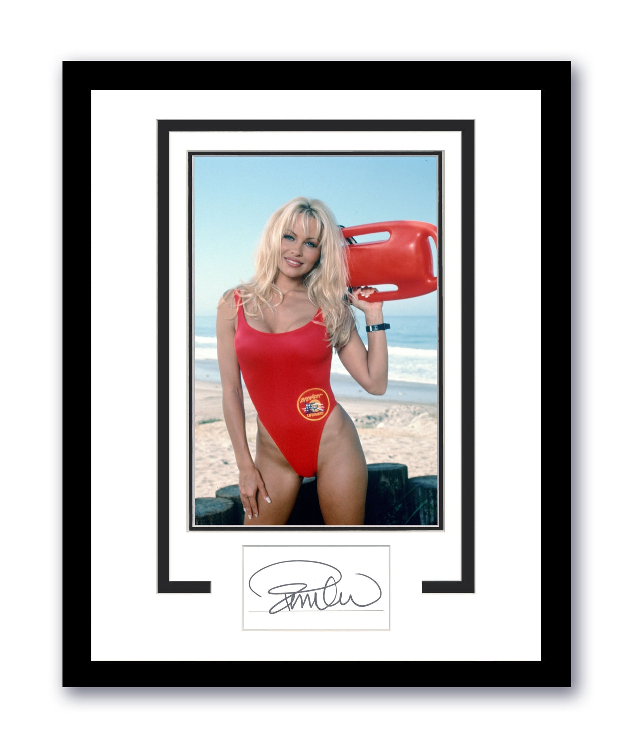 Pamela Anderson Signed Cut 11x14 Baywatch CJ Parker Autographed Authentic ACOA