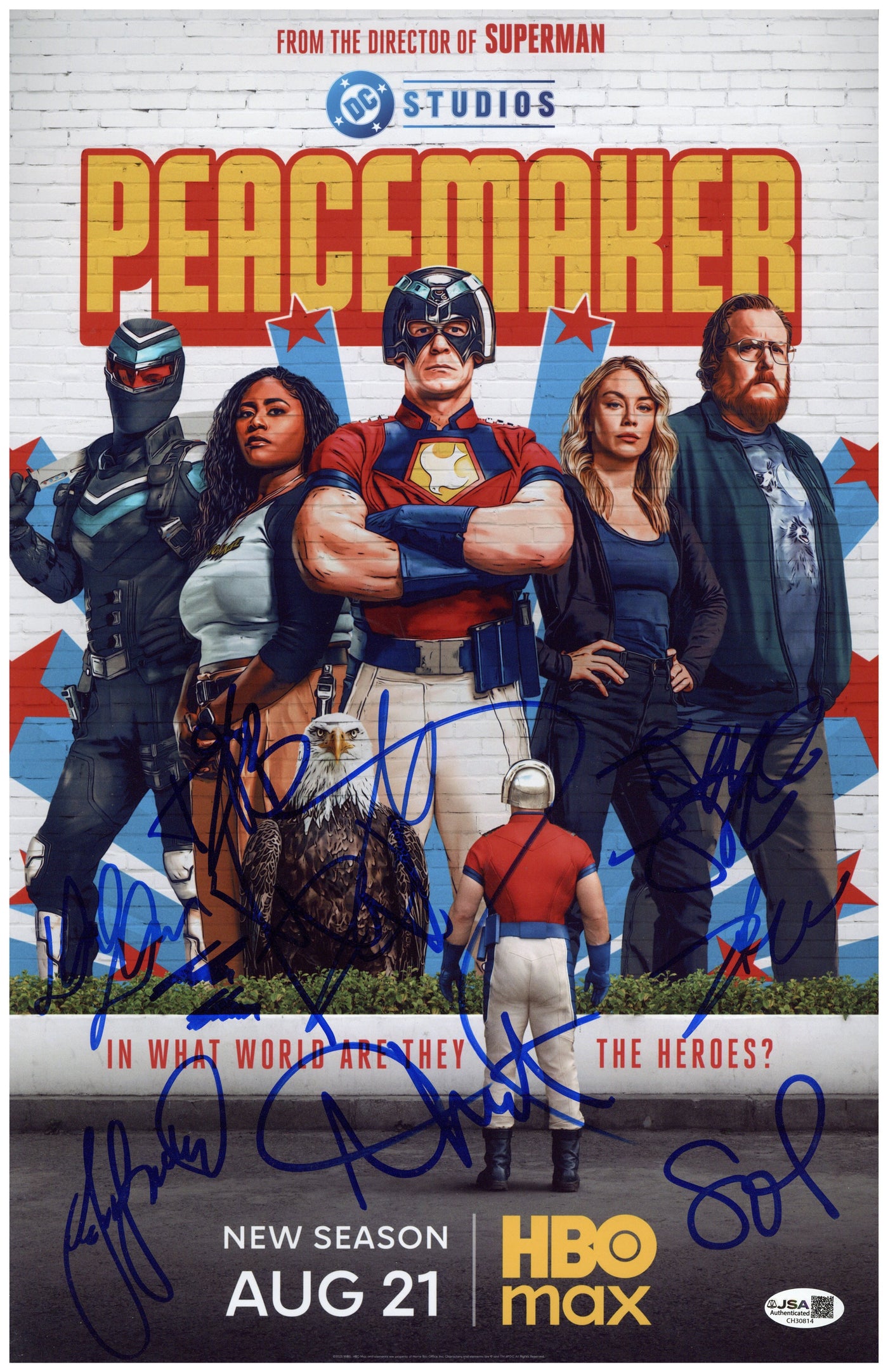 Peacemaker Cast Signed 11x17 Photo Signed by 9 James Gunn Autographed JSA COA