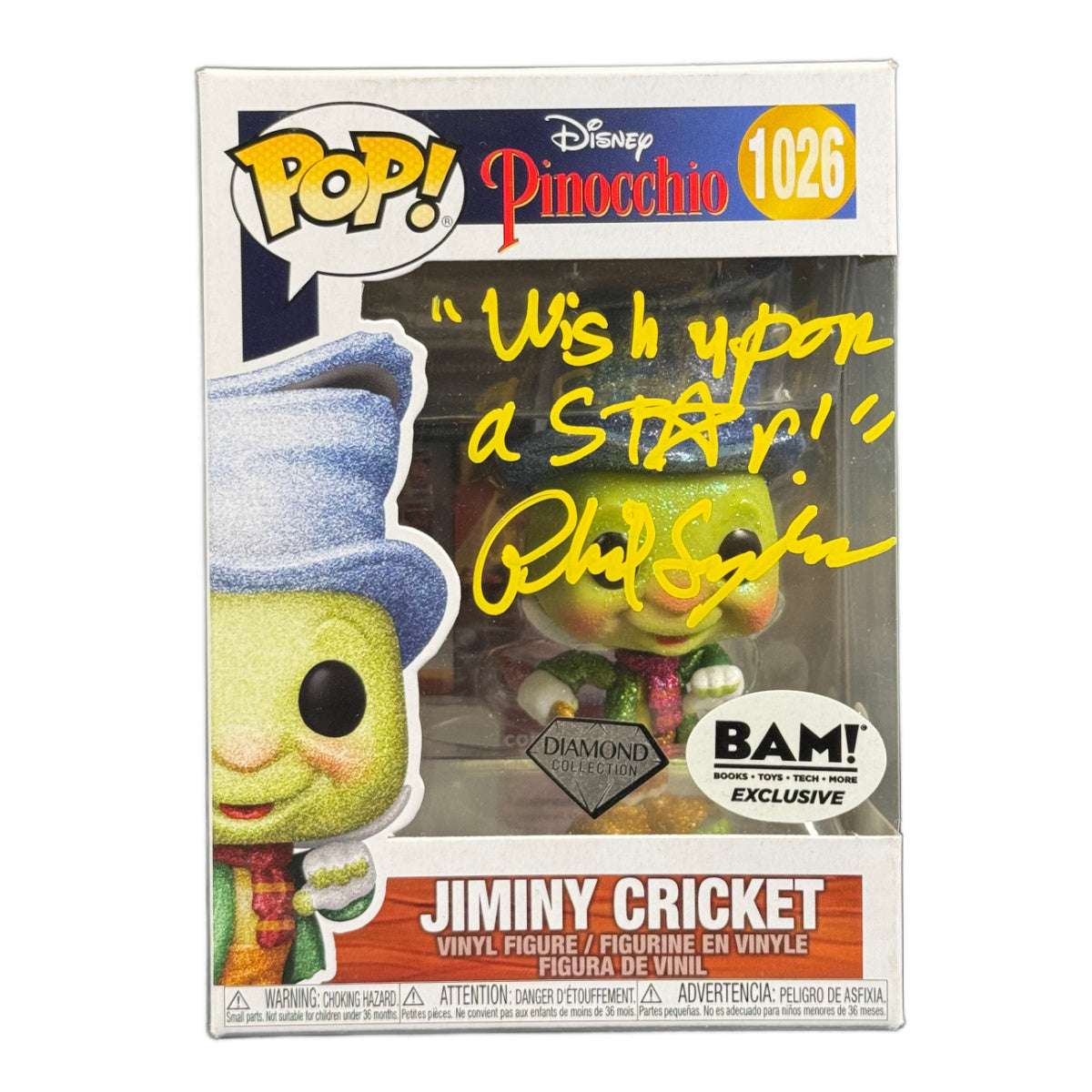 Phil Snyder Signed Funko POP! Disney Pinocchio Jiminy Cricket Autographed JSA COA Y