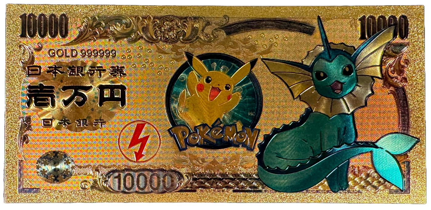 Pokemon Gold Prop Bank Note- Eeveelutions Eevee Vaporeon Jolteon