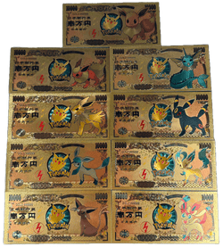 Image of Pokemon Gold Prop Bank Note- Eeveelutions Eevee Vaporeon Jolteon