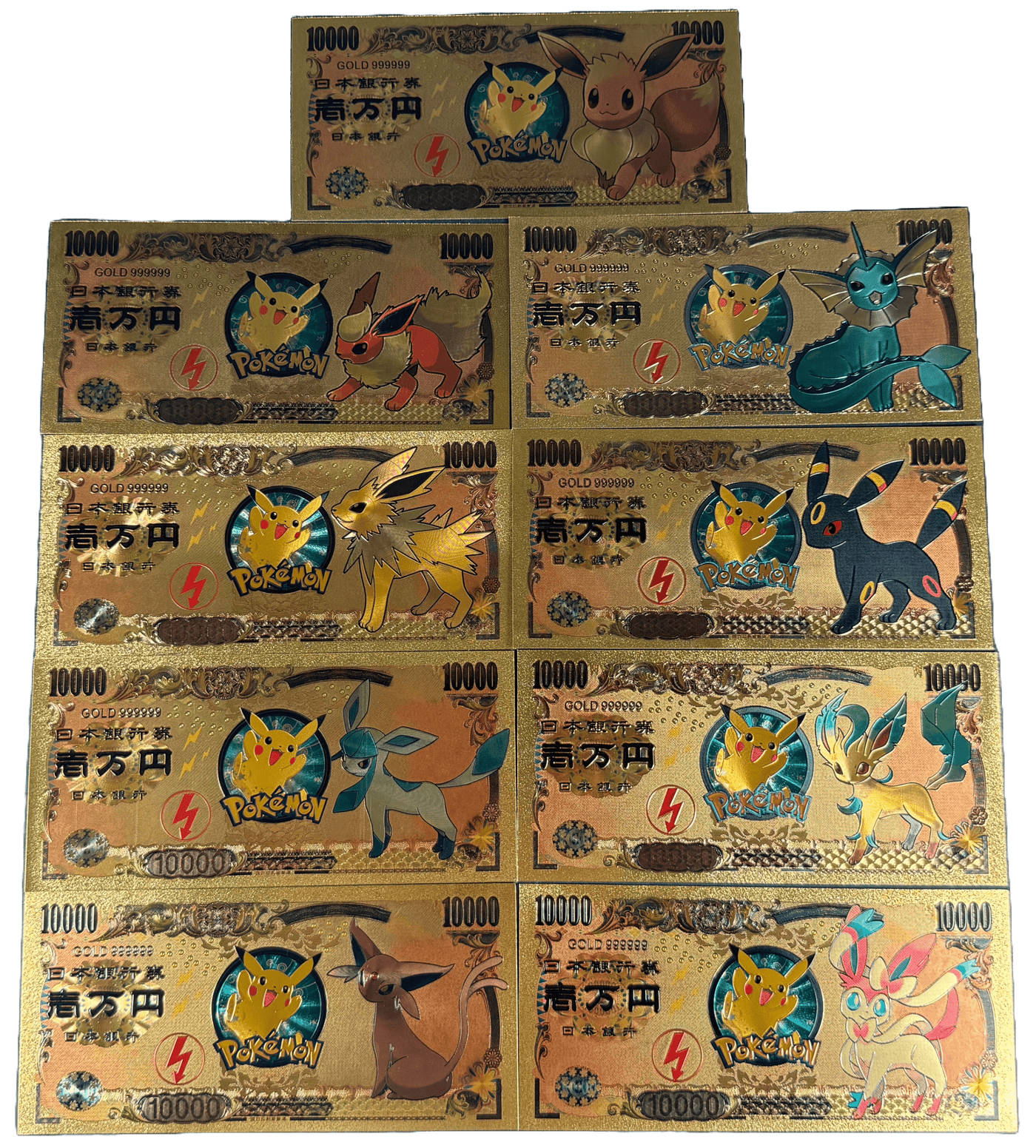 Pokemon Gold Prop Bank Note- Eeveelutions Eevee Vaporeon Jolteon