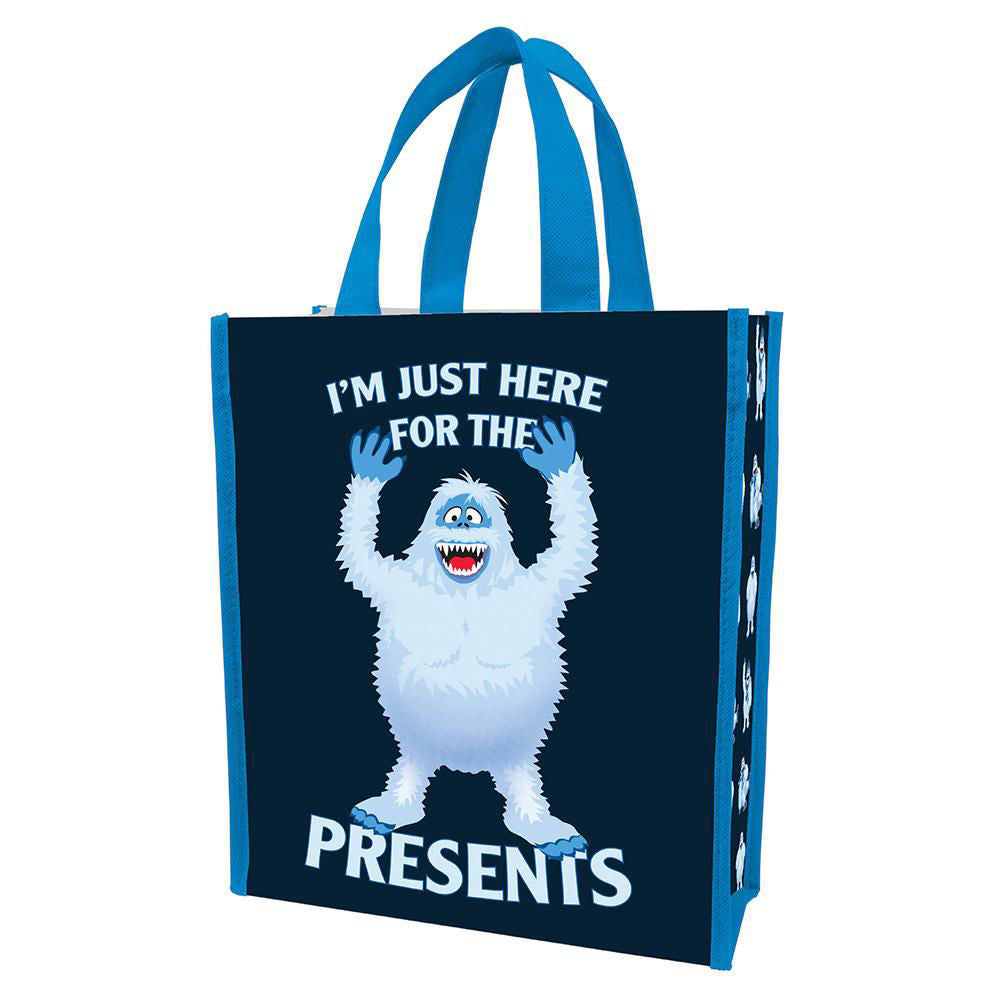 RUDOLPH BUMBLE HERE FOR THE PRESENTS SMALL RECYCLED SHOPPER TOTE