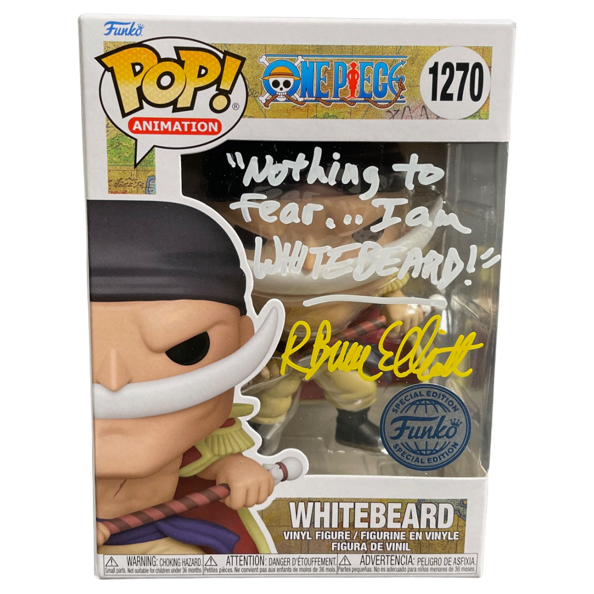 R. Bruce Elliott Signed Funko POP Anime One Piece Whitebeard Autographed JSA COA 3
