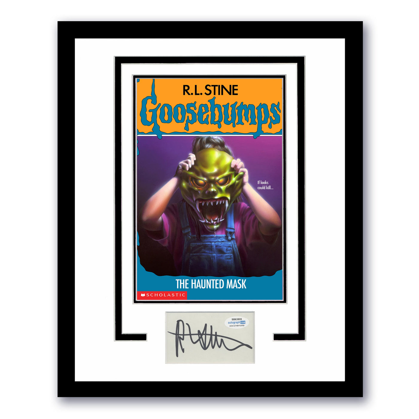 R.L. STINE Signed 11x14 Framed Cut Goosebumps Haunted Mask Autographed ACOA