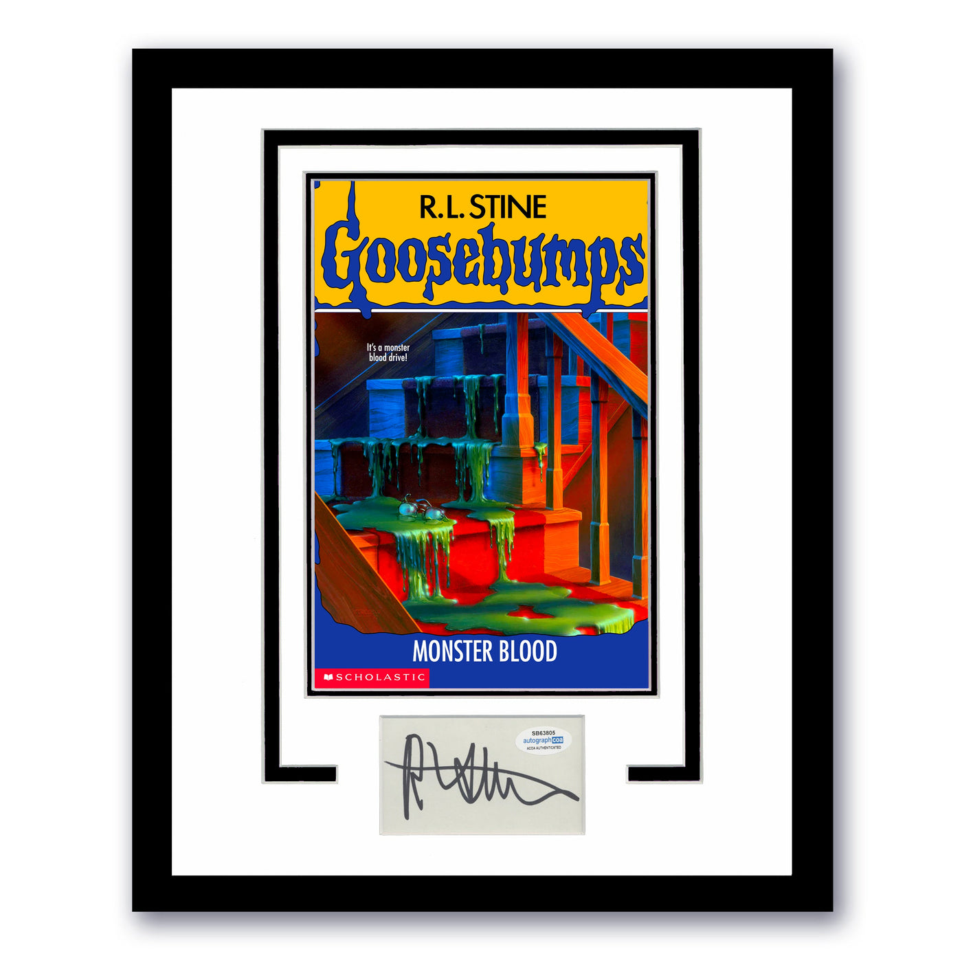 R.L. STINE Signed 11x14 Framed Cut Goosebumps Monster Blood ACOA