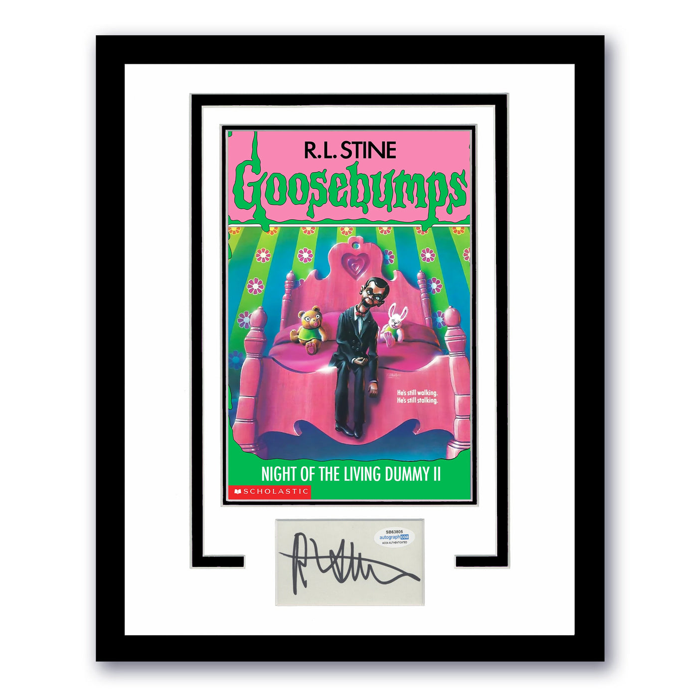 R.L. STINE Signed 11x14 Framed Cut Goosebumps Night of the Living Dummy II ACOA