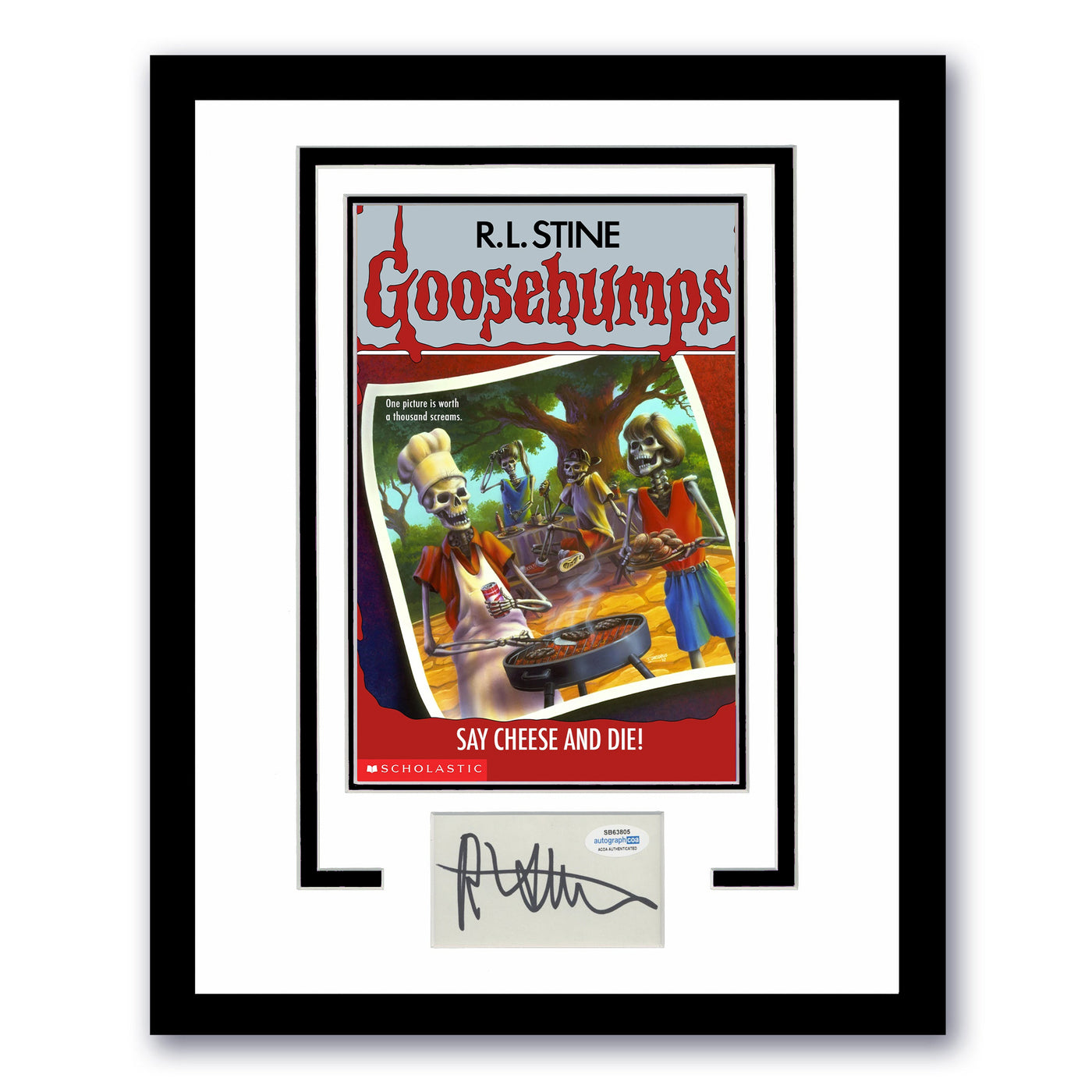 R.L. STINE Signed 11x14 Framed Cut Goosebumps Say Cheese and Die Autographed ACOA