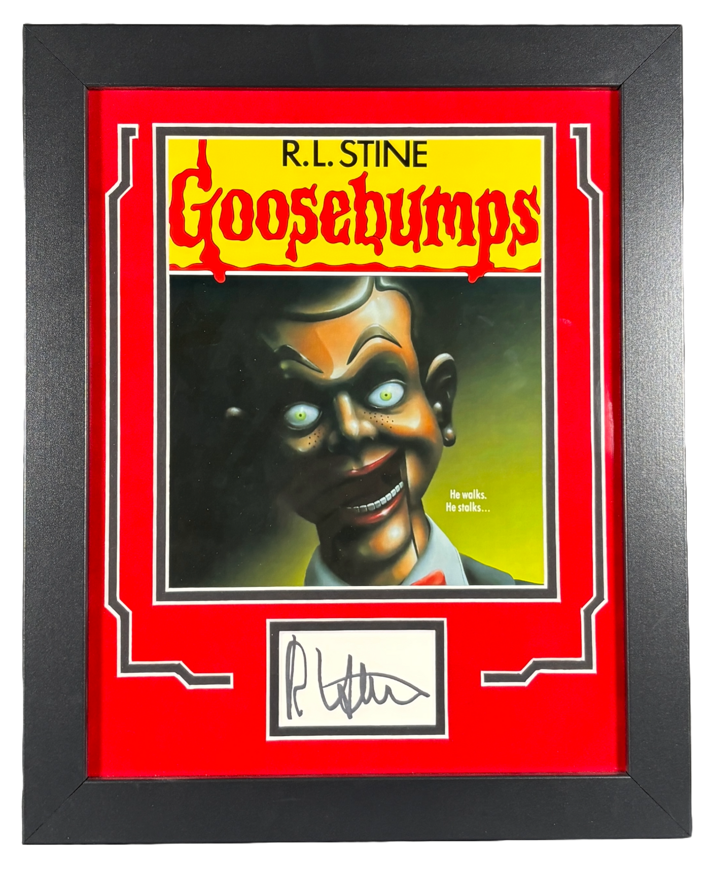 R.L. Stine Signed 11x14 Framed Cut Goosebumps Night of the Living Dummy ACOA