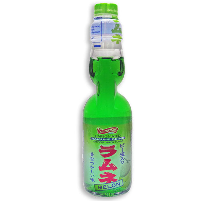 Ramune Japanese Marble Soda, 1 6.76 Fl Oz Glass Bottle (Melon)