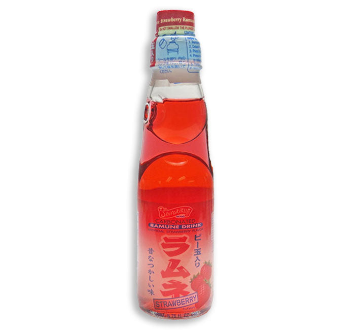 Ramune Japanese Marble Soda, 1 6.76 Fl Oz Glass Bottle (Strawberry)