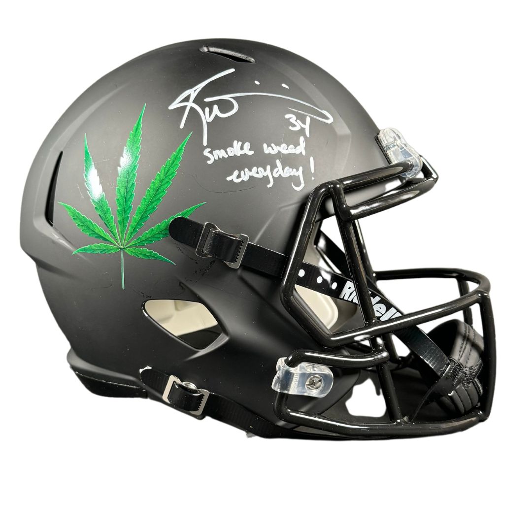 Ricky Williams Autographed Blackout Full Size Helmet W/ SWED Inscription BAS COA