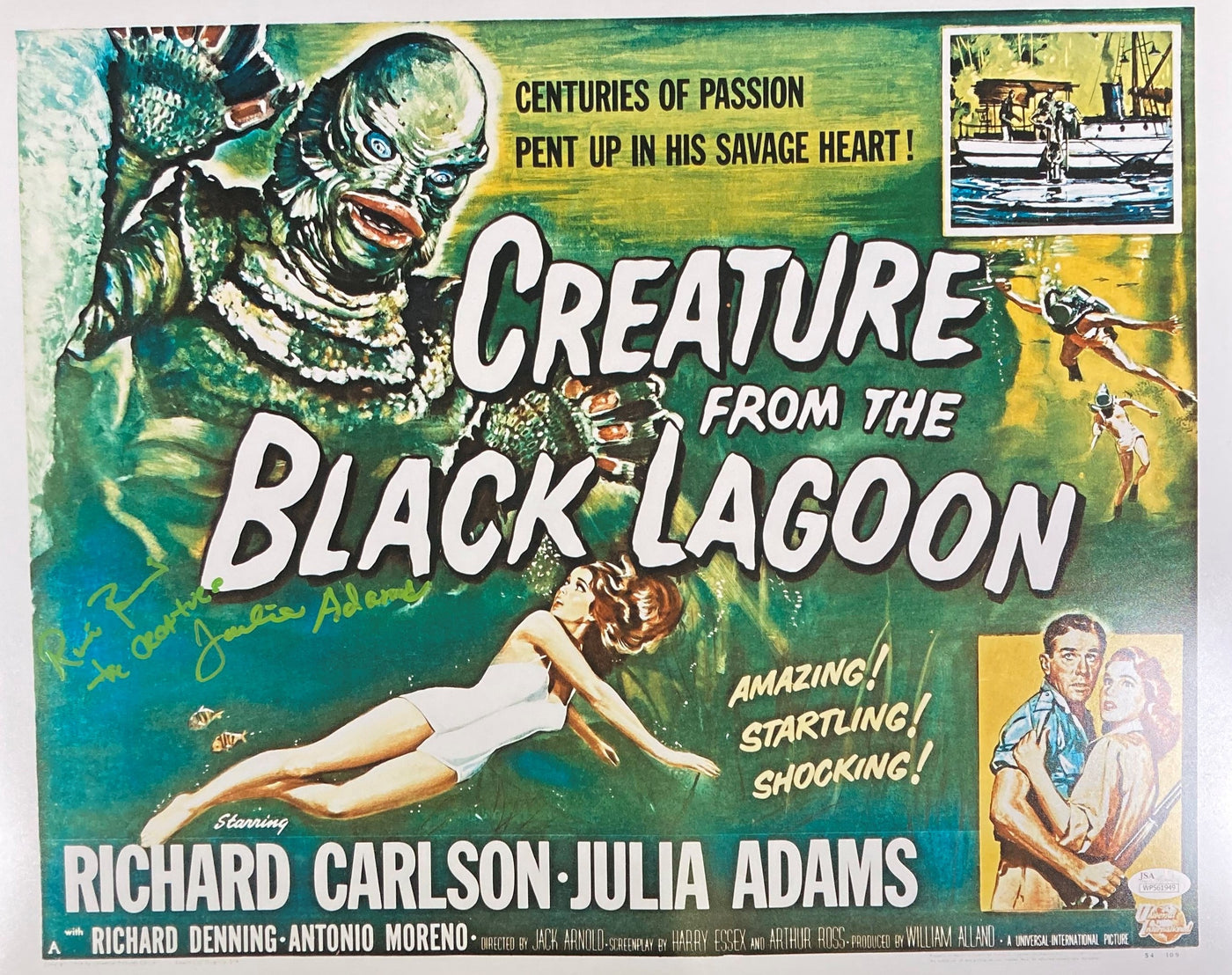 Ricou Browning & Julie Adams Signed 16x20 Photo Creature from the Black Lagoon JSA