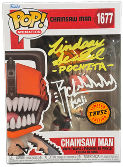 Image of Ryan Colt Levy & Lindsay Seidel Signed Chainsaw Man Chase 1677 Funko Pop JSA COA