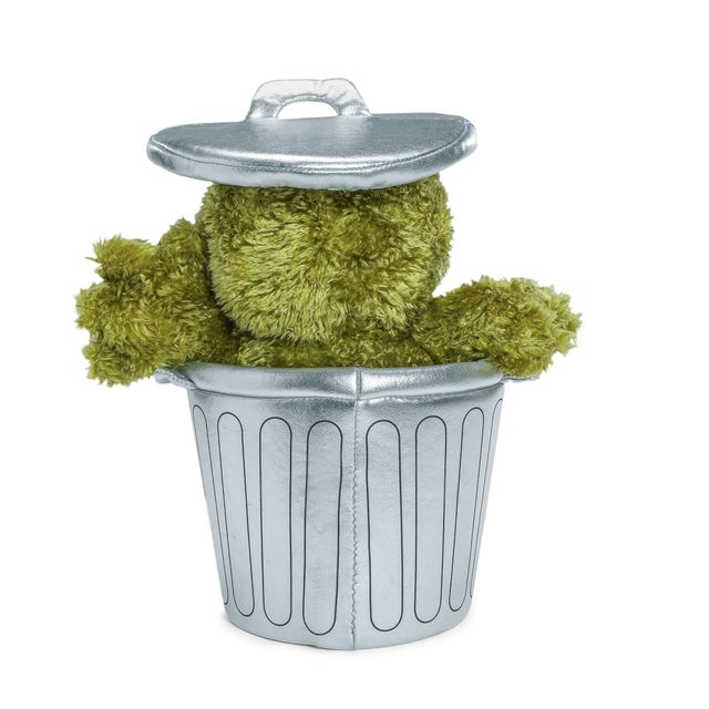 SESAME STREET OSCAR THE GROUCH IN TRASH CAN 13 IN PLUSH