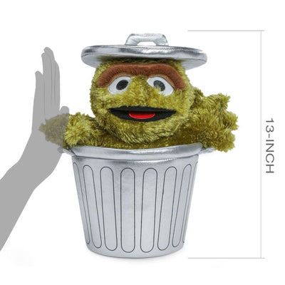SESAME STREET OSCAR THE GROUCH IN TRASH CAN 13 IN PLUSH