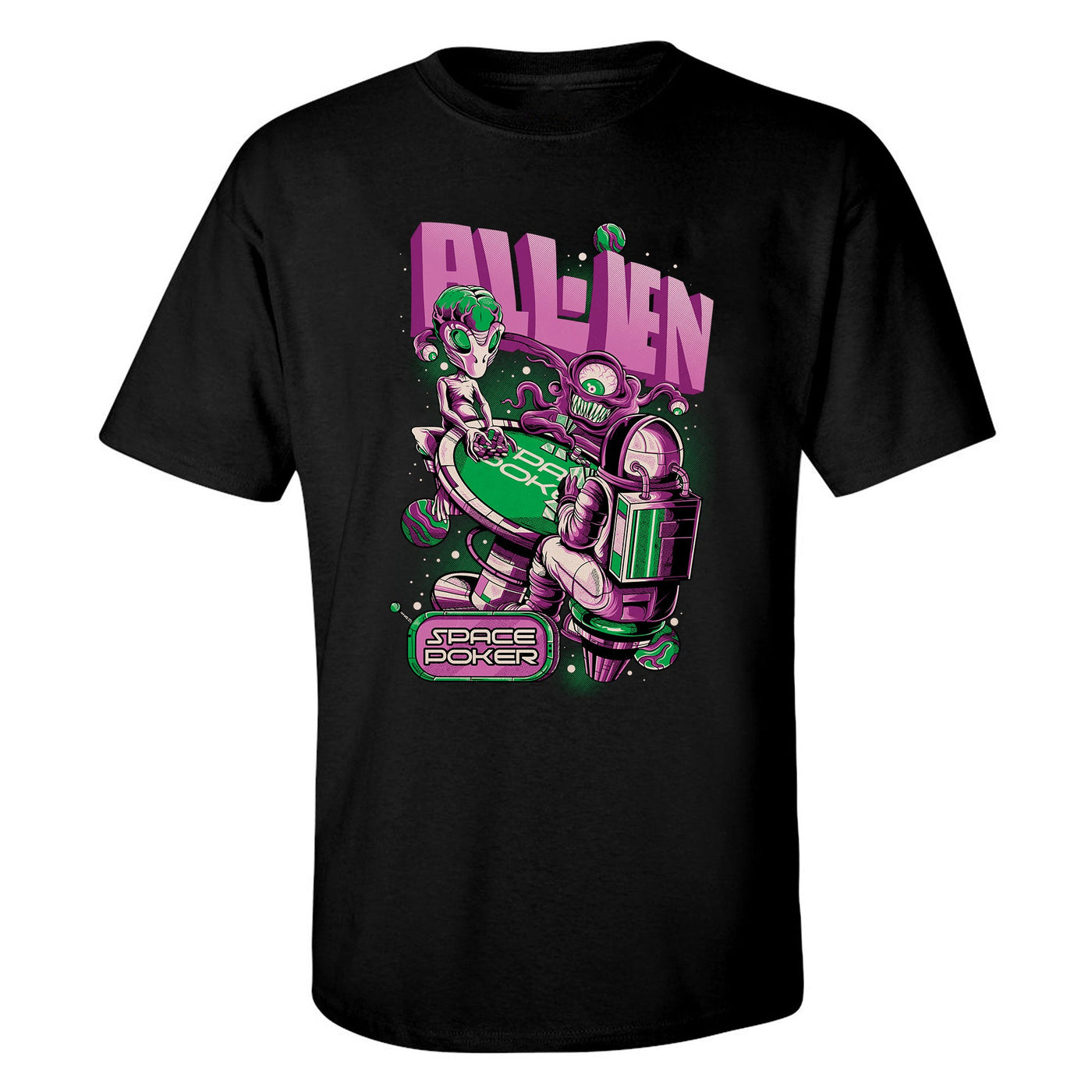 SPECIAL "Alien Space Poker" Short Sleeve T-Shirt by Rodrigo Tannus