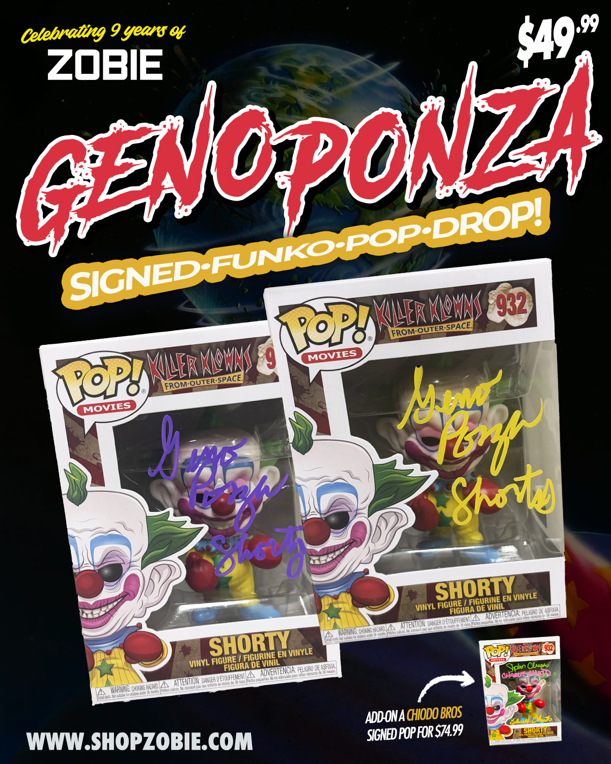 SPECIAL Geno Ponza Signed Killy Klowns Shorty Funko Pop Drop