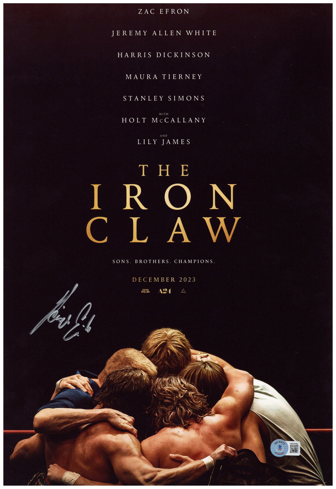 Kevin Von Erich Signed 12x18 Photo Iron Claw Autographed BAS COA