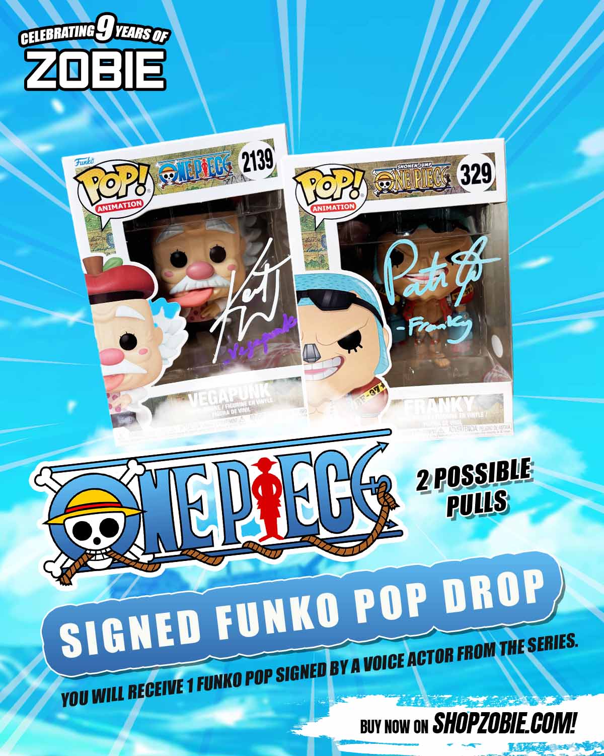 SPECIAL One Piece Mystery Signed Funko Pop Drop (2 Possible Pulls)