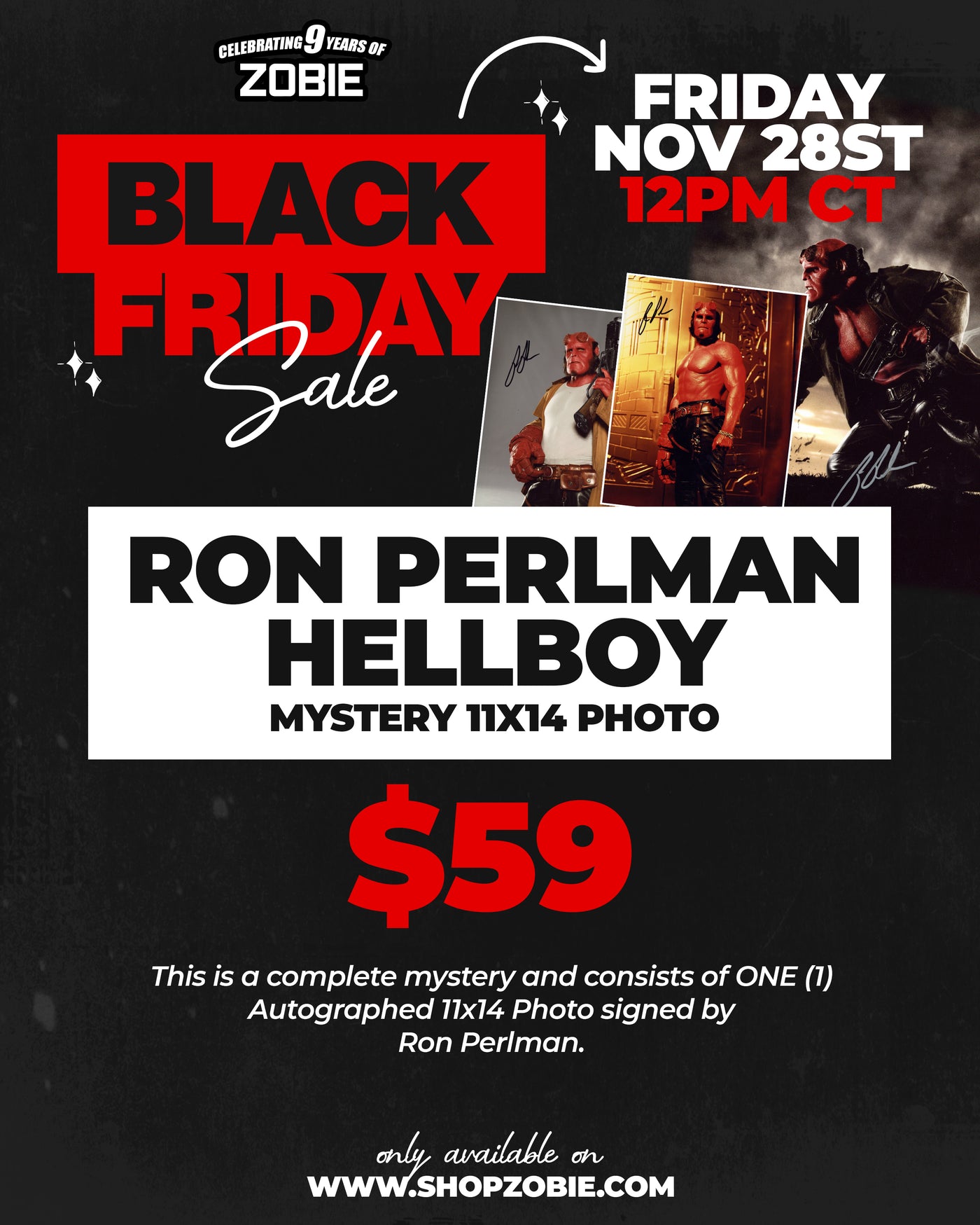 SPECIAL Ron Perlman Hellboy Signed 11x14 Photo - Black Friday 2025
