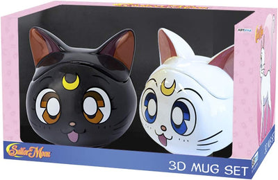 Sailor Moon Luna & Artemis 3D Ceramic Coffee Tea Mugs 11.5 Oz. Gift Set
