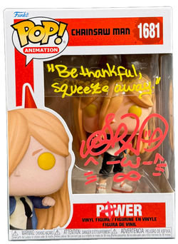 Image of Sarah Wiedenheft Signed ChainSaw Man Power Funko Pop Autographed JSA COA