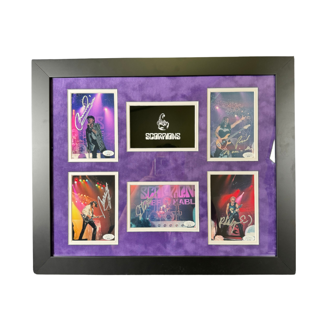 Scorpions Signed 16x20 Custom Frame Collage Authentic Autographed JSA COA