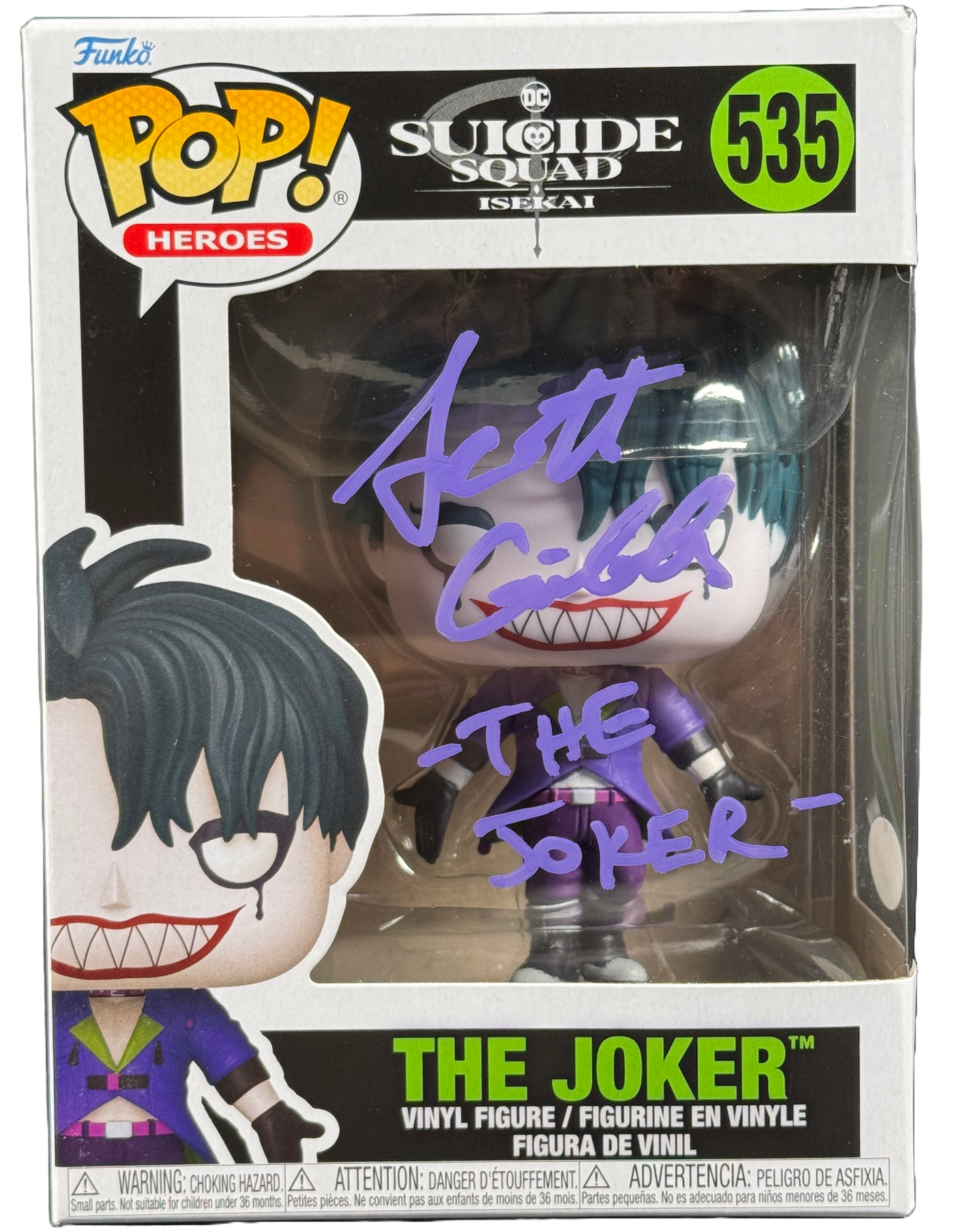 Scott Gibbs Signed Funko Pop Suicide Squad Isekai The Joker #535 JSA COA 2