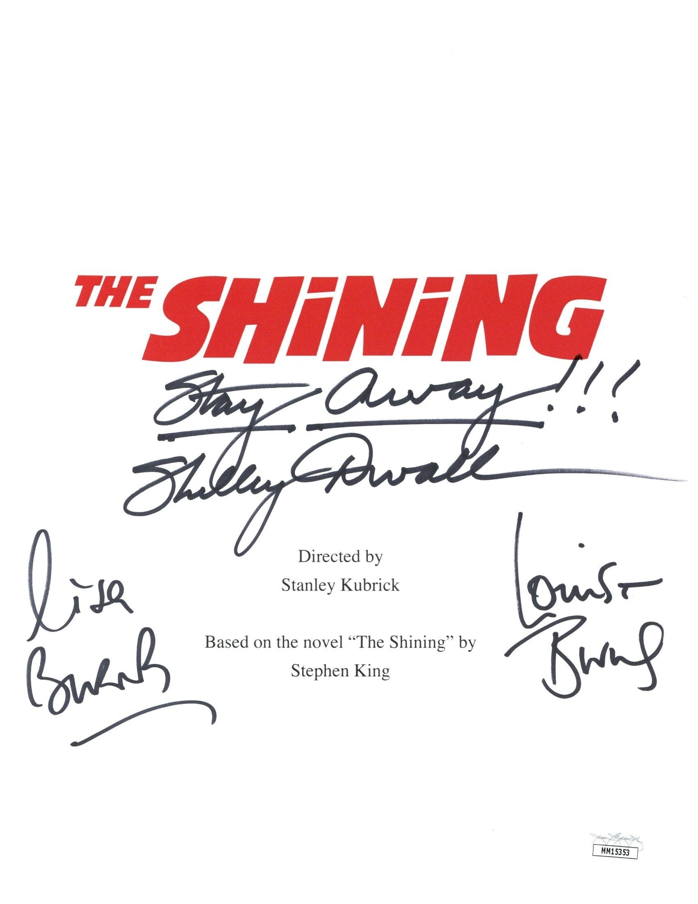 Shelley Duvall + The Burns Twins Autographed The Shining Script Cover Signed JSA
