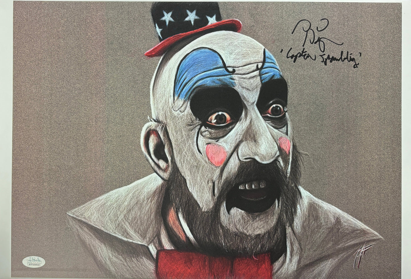 Sid Haig Signed 12x18 Art Print Captain Spaulding Horror Autograph JSA COA
