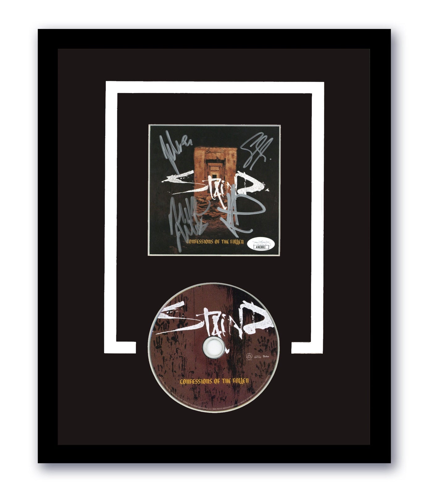 Staind Signed Confessions of the Fallen CD 11x14 Framed Authentic Autographed JSA COA