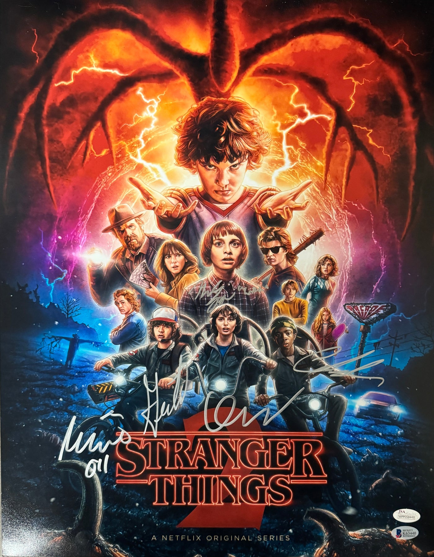 Stranger Things Cast Autographed 16x20 Photo Eleven Dustin Mike Will and Lucas JSA