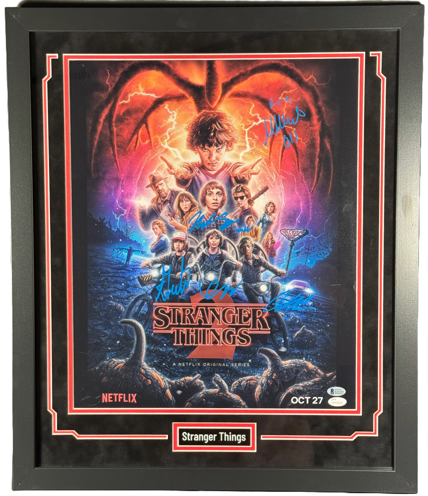 Stranger Things Cast Custom Framed 16x20 Photo Eleven Dustin Mike Will Lucas JSA
