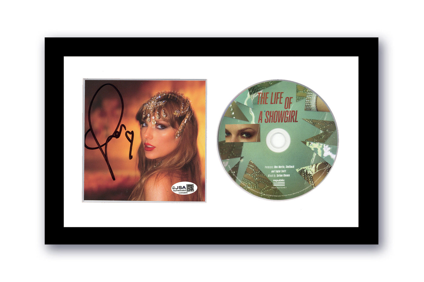 Taylor Swift Signed Life of a Showgirl CD 7x12 Framed Autographed JSA COA White 2