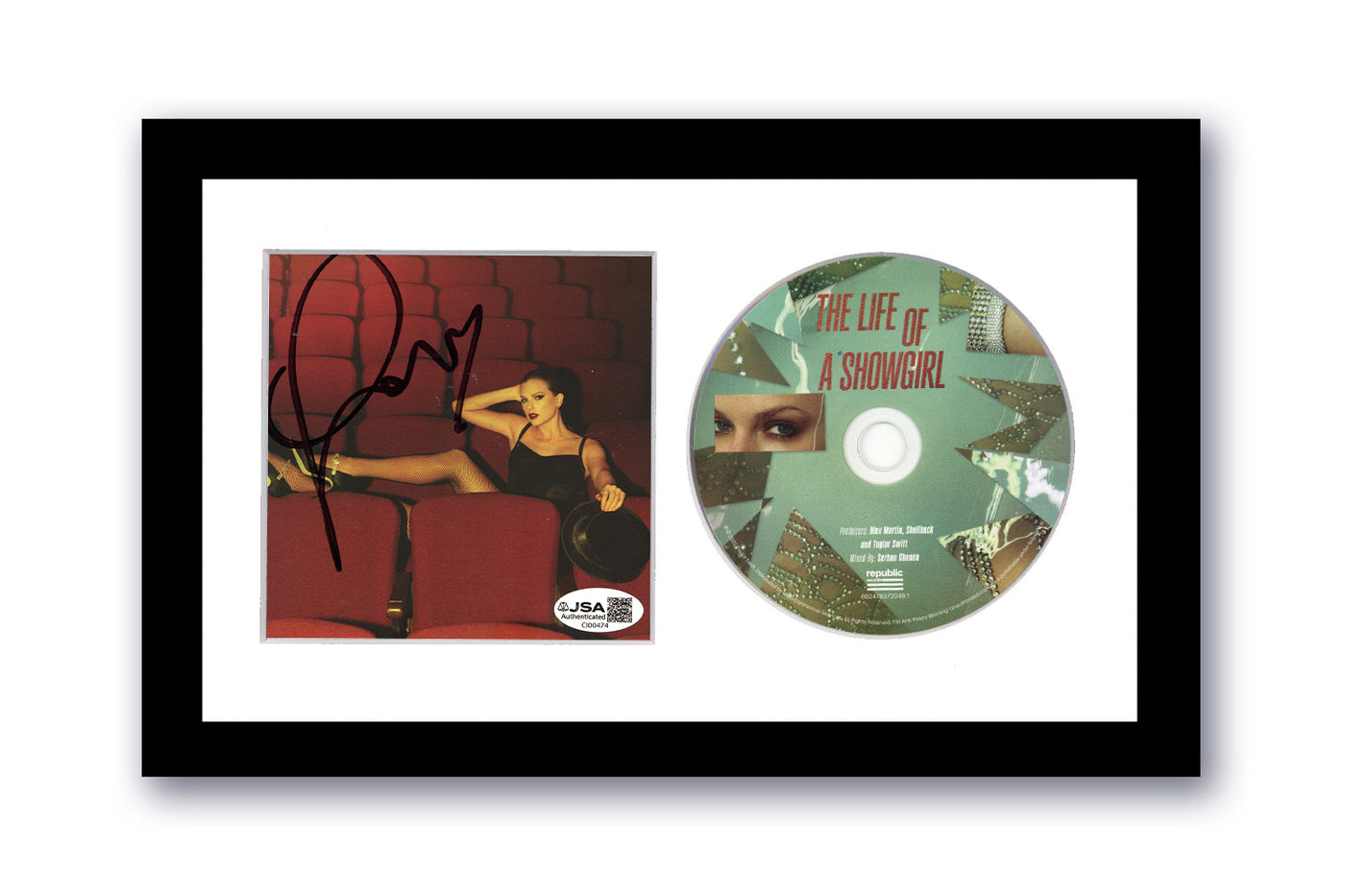 Taylor Swift Signed Life of a Showgirl CD 7x12 Framed Autographed JSA COA White