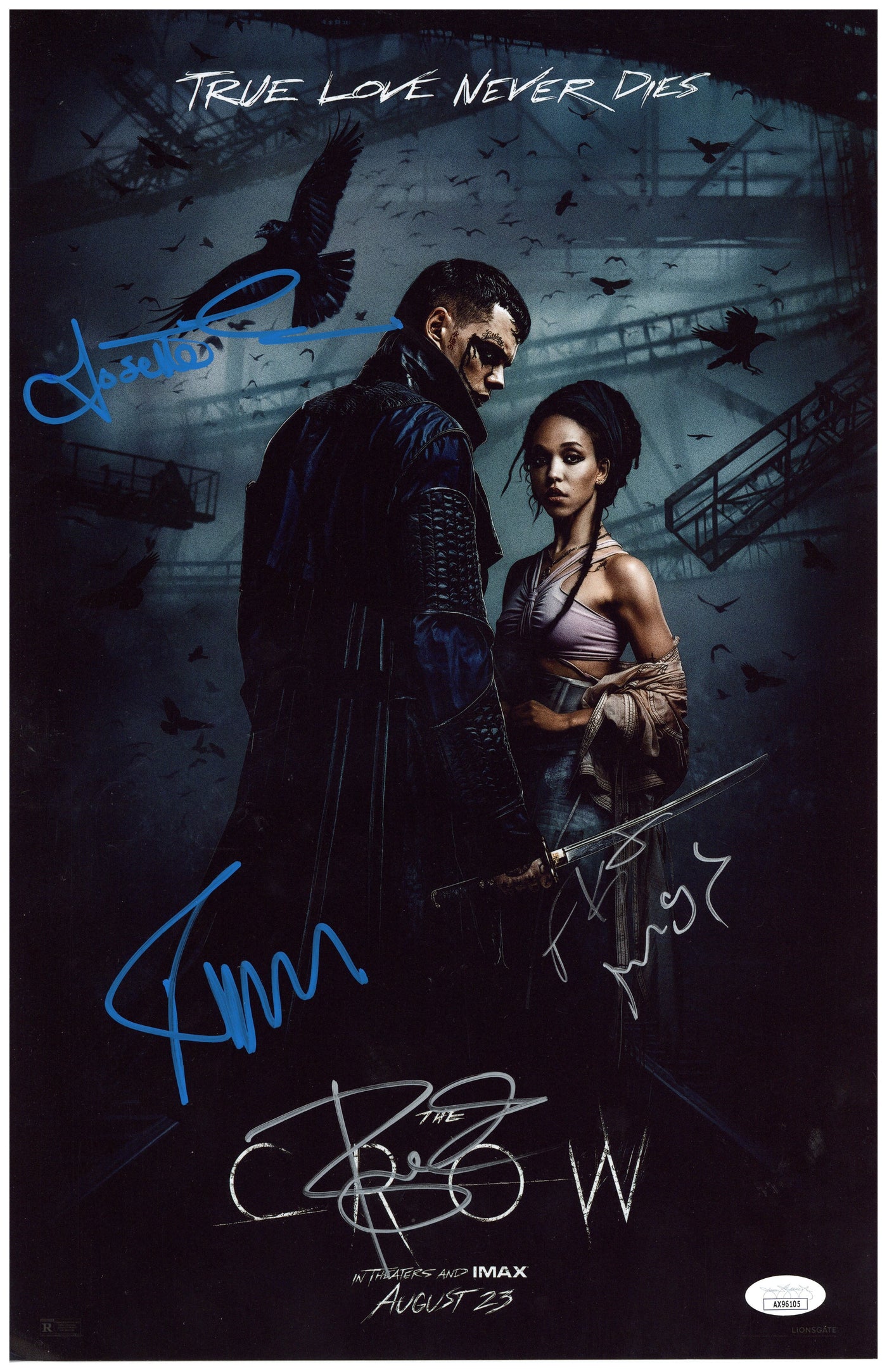 The Crow Signed 11x17 Cast Photo Bill Skarsgård FKA Twigs Autographed JSA COA