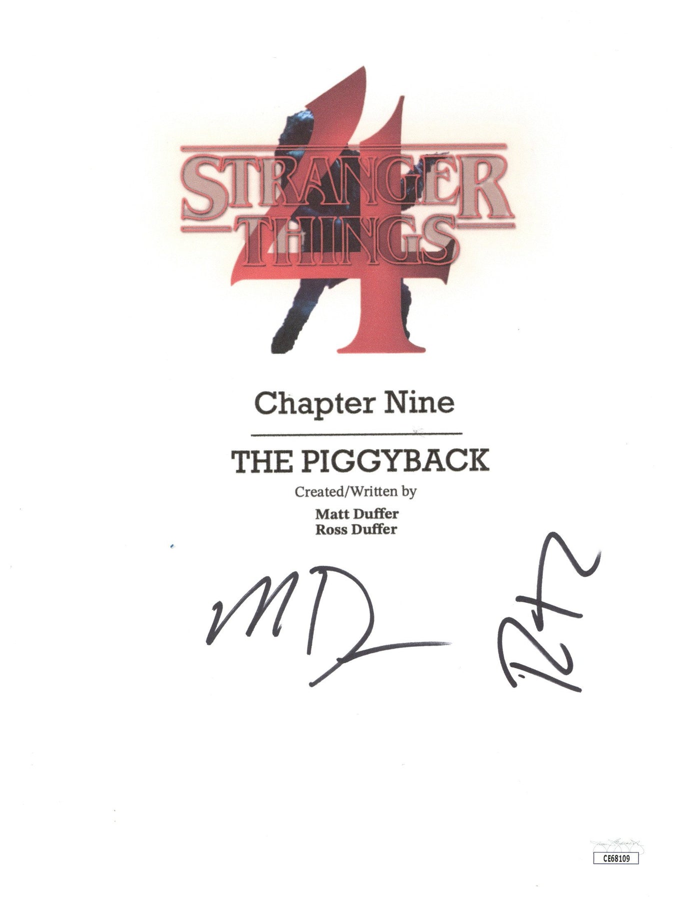 The Duffer Brothers Signed Script Cover Stranger Things Autographed JSA COA 4