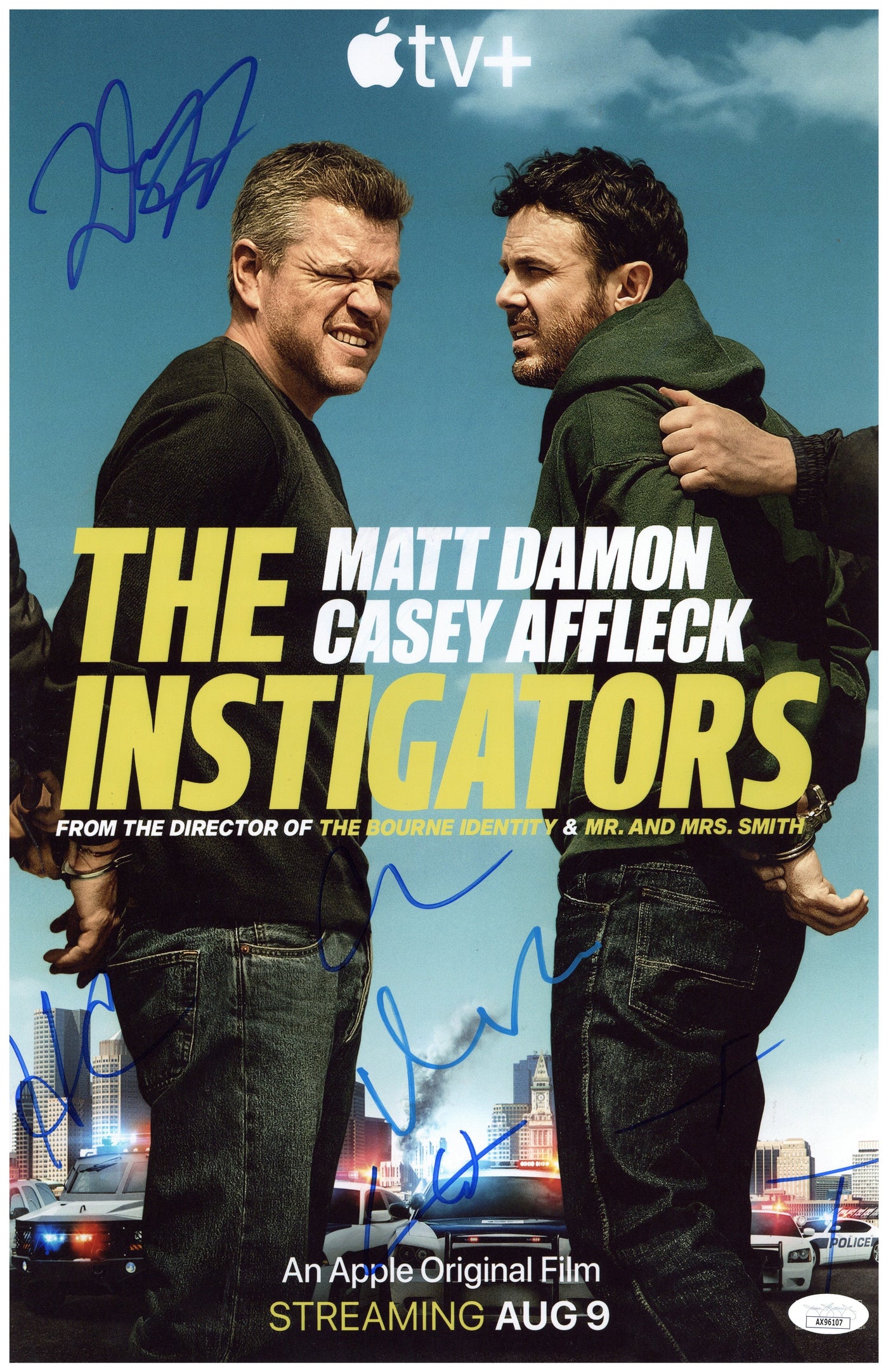 The Instigators Signed 11x17 Cast Casey Affleck Matt Damon Jack Harlow Autographed JSA