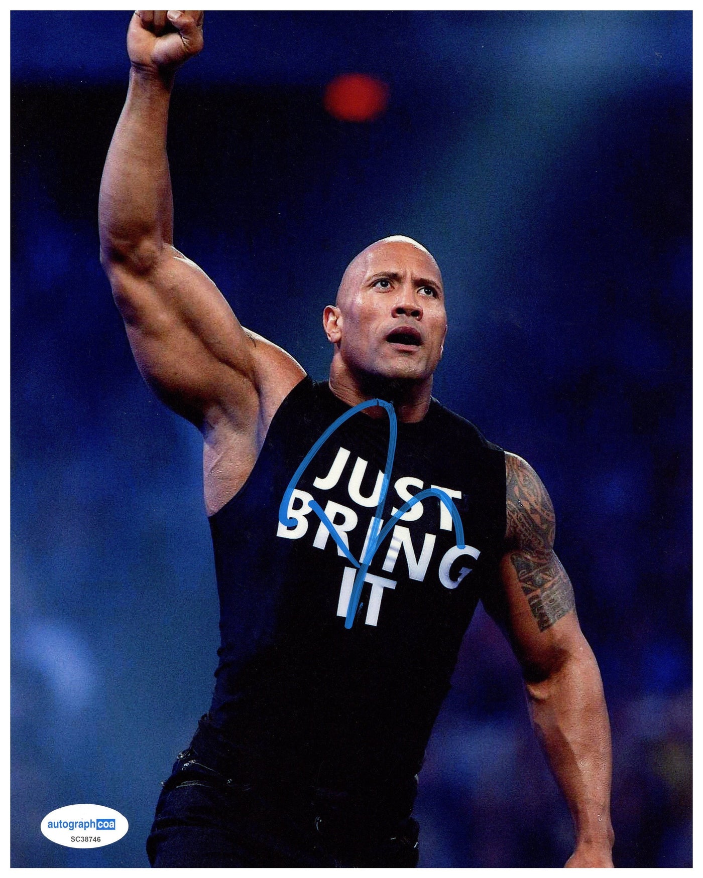 The Rock Signed 8x10 Photo WWE Authentic Dwayne Johnson Autographed ACOA