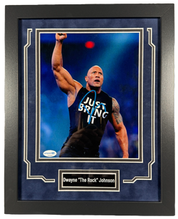 Image of The Rock Signed Custom Framed 8x10 Photo WWE Dwayne Johnson Autographed ACOA