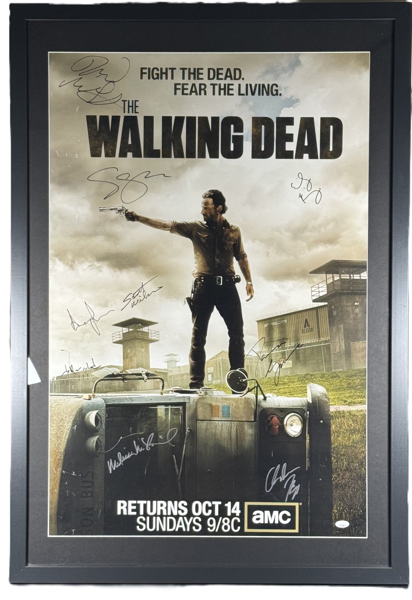 The Walking Dead Cast Signed 24x36 Poster Framed Andrew Scott Autographed JSA