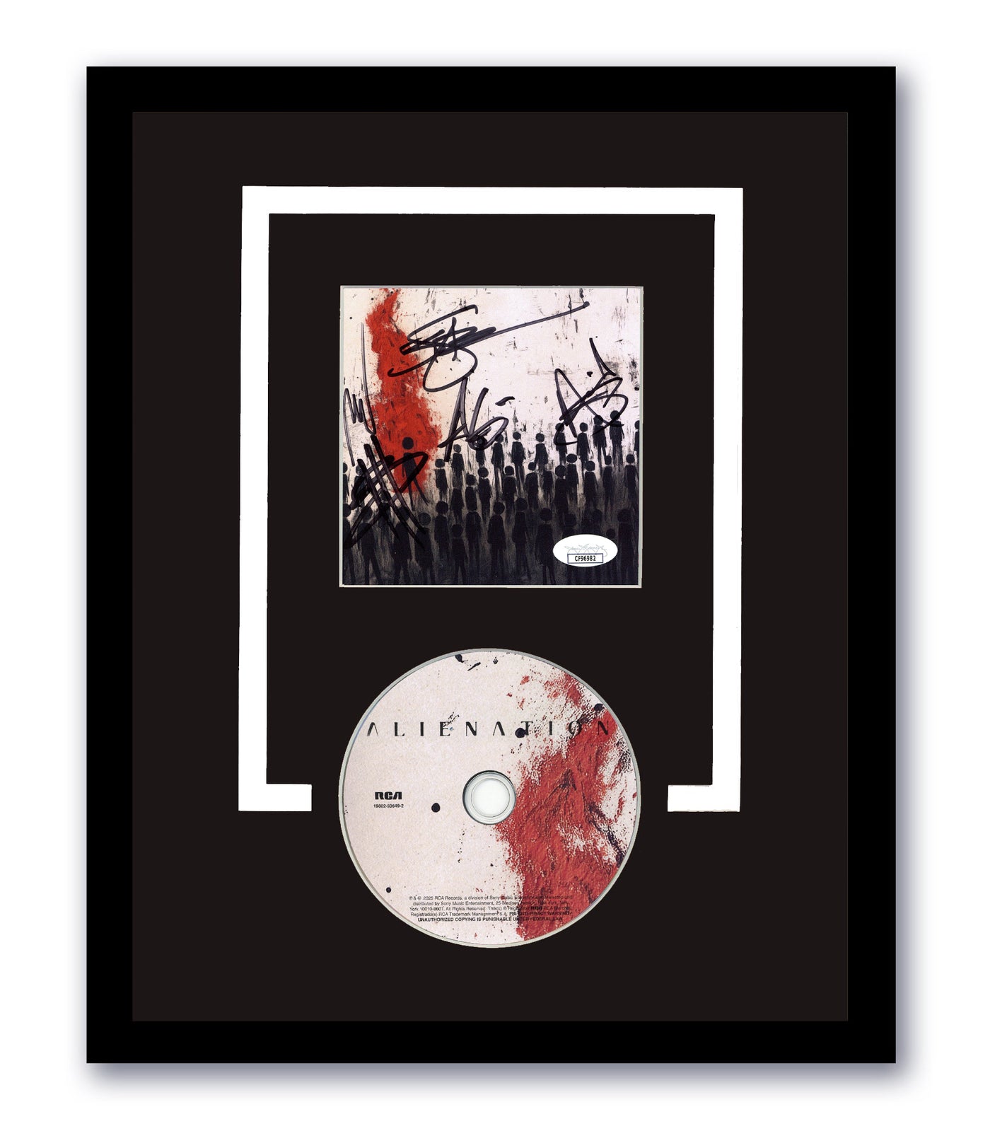 Three Days Grace Signed Alienation CD 11x14 Framed Autographed JSA COA