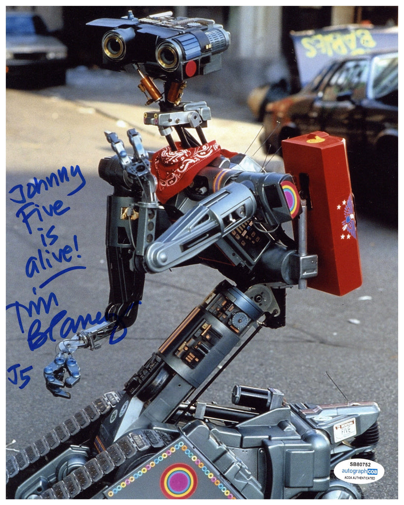 Tim Blaney good SHORT CIRCUIT Signed Johnny Five 11x14in Photo COA Witnessed!