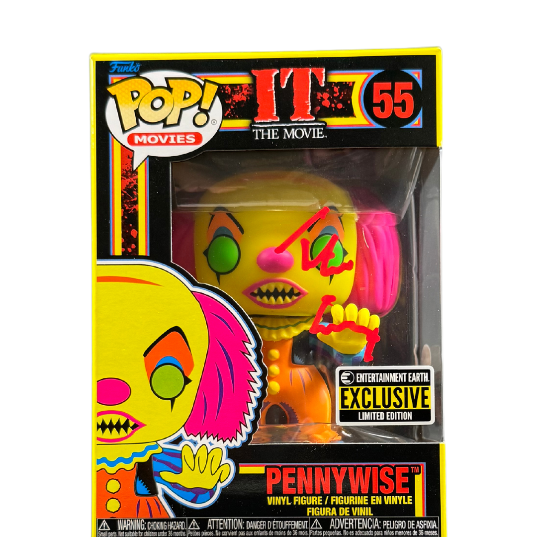 Tim Curry Signed Funko POP IT Pennywise #55 Autographed BAS COA Blacklight RED